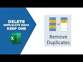 How to delete duplicate data in Excel but keep one