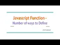 Understanding of Javascript Function and Number of ways to Declare it in Marathi