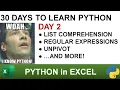Python in Excel day 2 list comprehension regex unpivot and more