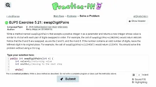 Java Practice It Exercise 5 21 swapDigitPairs if else Boolean logic method basics return
