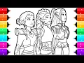 Color with me Huntrix Rumi Mira Zoey KPop Demon Hunters Coloring Pages