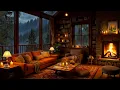 Download Lagu Cozy Room Ambience with Warm Fireplace 🔥 Smooth Jazz Music \u0026 Rain Sounds to Study, Sleep, Relax