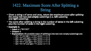 Maximum Score After Splitting a String LeetCode 1422