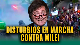 Manifestantes y fuerzas del orden se enfrentan durante movilización universitaria en Argentina