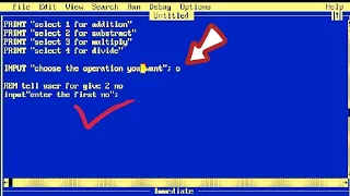 SELECT CASE statement Arithmetic operators menu base program q-basic