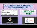 Leetcode 2570 Merge Two 2D Arrays by Summing Values Easy Java Solution