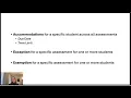 Accommodations exceptions exemptions