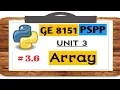 GE 8151 PSPP NOTES - 3 6 LIST AS AN ARRAY
