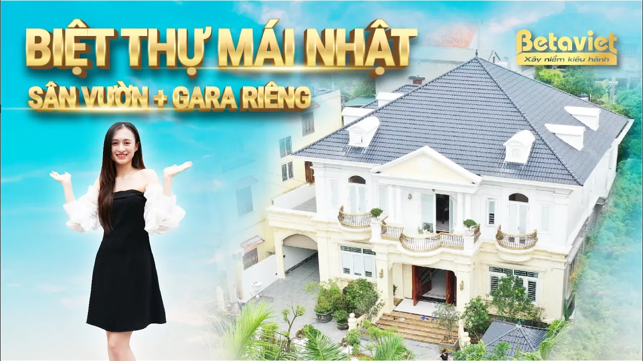 Thiết kế biệt thự tân cổ điển 2 tầng mái Nhật sân vườn hồ cá Koi