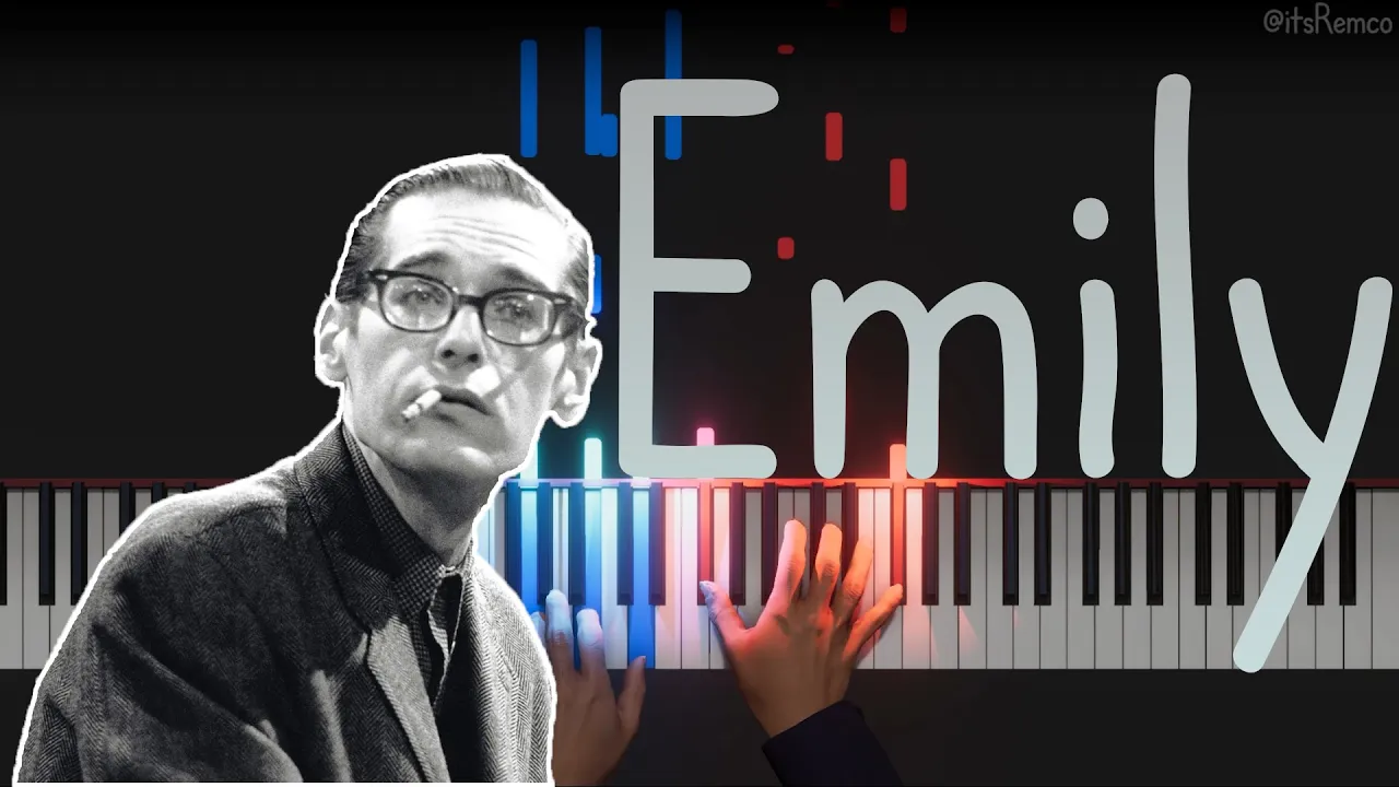 Artificial Intelligence pianist plays: Bill Evans - Emily 1967 (Jazz Piano tutorial + Double Bass)