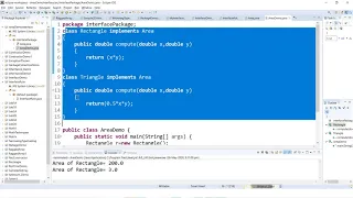 Interface Example-Java Program to find Area of Rectangle and Triangle implements vs extends