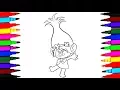 How To Draw Poppy - Dreamworks Trolls Coloring Pages l Drawing s for kids l Disney Brilliant