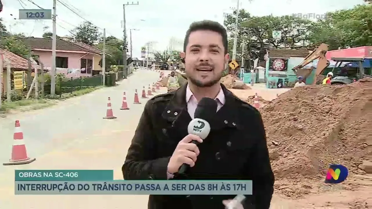 Obras na SC-406: interrupção do trânsito passa a ser das 8h às 17h