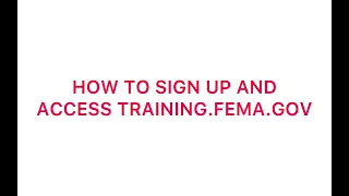 TRAINING FEMA GOV TUTORIAL
