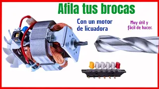 👍Cómo afilar brocas usando un viejo motor de licuadora. ✅DIY Home Made tool. Herramienta casera.