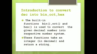 Python Tutorial Introduction to Convert Decimal into Octal Hexadecimal Binary