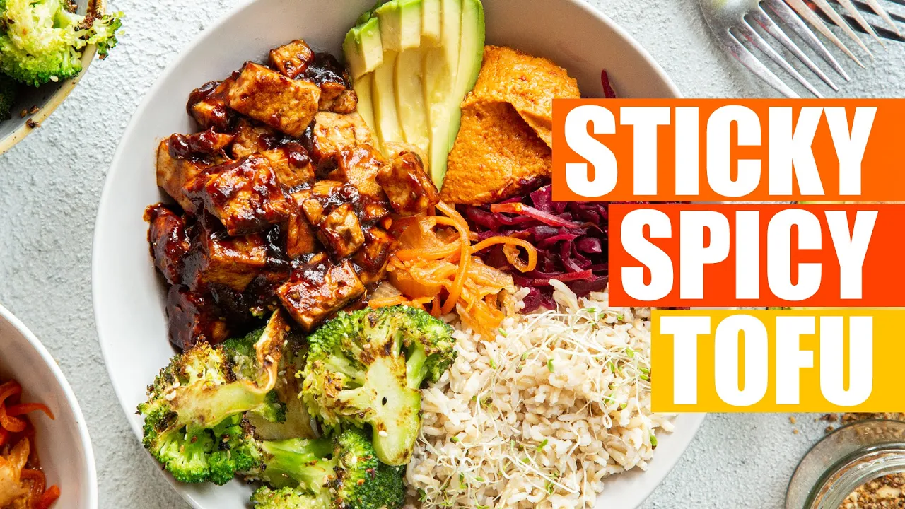 STICKY SPICY TOFU   VEGAN COMFORT FOOD