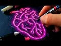 How to Draw GLOW Like a PRO neon lights on paper tutorial