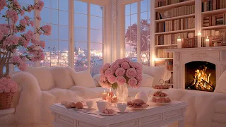 Cozy Night Living Room Soft Piano Music Fireplace Sounds for Relaxation stress Inner Peace