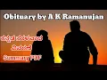 obituary poem by ak ramanujan summary in kannada learneasilyhub