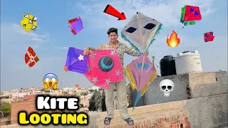 Kite Looting🔥 Rooftop Kite Looting Challenge | Full Vlog 🪁 Ek Din Mein Itni Patang Loot Li! 🥰🪁.