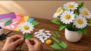 Tutorial hiasan bunga mudah dari kertas step by step / How to make beautiful Daisy flowers