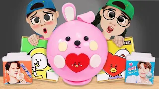 BTS MUKBANG 직접 만든 양념치킨 라면 먹방 Convenience Store Noodle Eating DONA 도나 animation mukbang
