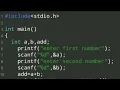 Addition Of Two Numbers in C Programming using mobile C program to add 2 numbers C language