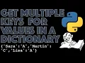 How to get multiple keys for values from a dictionary in Python