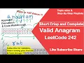 Valid Anagram LeetCode 242 Approach and Intuition