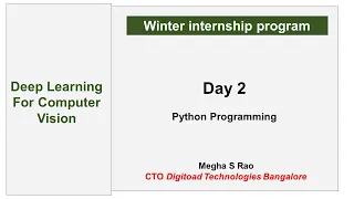 Day 2 - Python Programming Deep Learning For Computer Vision