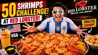 50 SHRIMPS CHALLENGE at Red Lobster USA 🦐🇺🇸 - AAJ DEKHTE HAI KYA HOGA 😂😱