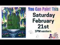 The Art Sherpa Show Green Door with Wisteria Easy Beginner Acrylic Painting