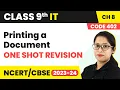 Printing a Document - One Shot Revision Class 9 Information Technology Chapter 8 Code 402