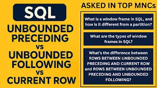 SQL Window Frames UNBOUNDED PRECEDING UNBOUNDED FOLLOWING CURRENT ROW SQL WINDOW FUNCTION
