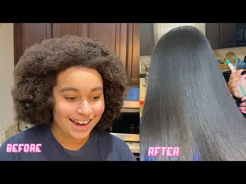 Download MP3 FROM CURLY TO STRAIGHT✨| Straightening Natural Hair Routine NO HEAT DAMAGE