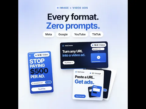 My New AI Software AdsCreator can now Create AI Generated Motion Graphic Video Ads from a URL!