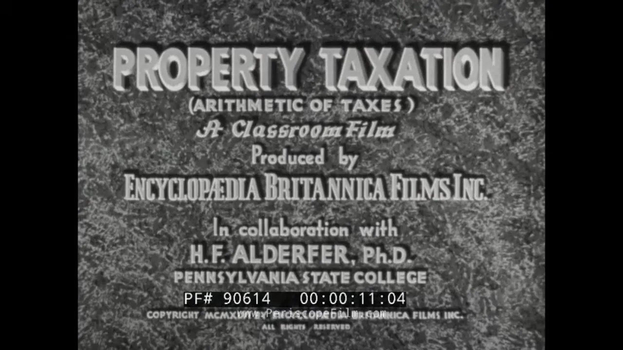 PROPERTY TAXATION 1940s EDUCATIONAL FILM TAXES, BONDS, INTEREST RATES & TAX ASSESSMENT 90614