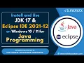 Install JDK 17 and Eclipse IDE 2021-12 on Windows 10 11 for Java Programing Step-by-Step Guide