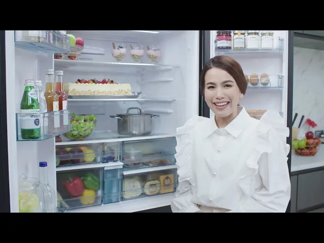 HITACHI 4-Door Refrigerator, 19.8 cu ft, RWB640PTH1 GCK, Black Glass Finish,Automatic ice maker.