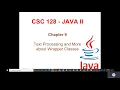 Java II Part 1 Wrapper Classes and Strings Class 1 Part 1 Wrapper Classes
