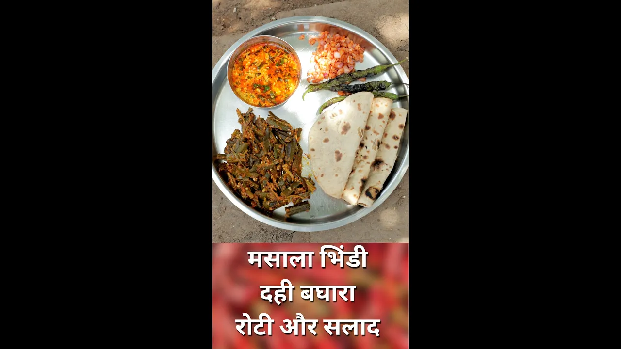  ,       Bhindi Masala, Dahi Baghara aur Roti in Village People Lunch Today