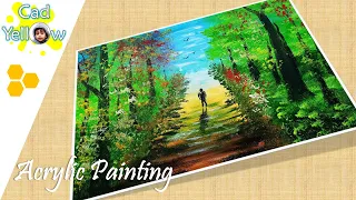 how to draw a man walking in the forest beginners acrylic painting