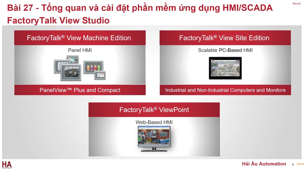 Outline Video Hướng dẫn cài đặt phần mềm thiết kế giao diện HMI/SCADA FactoryTalk View SE/ME Rockwell Automation