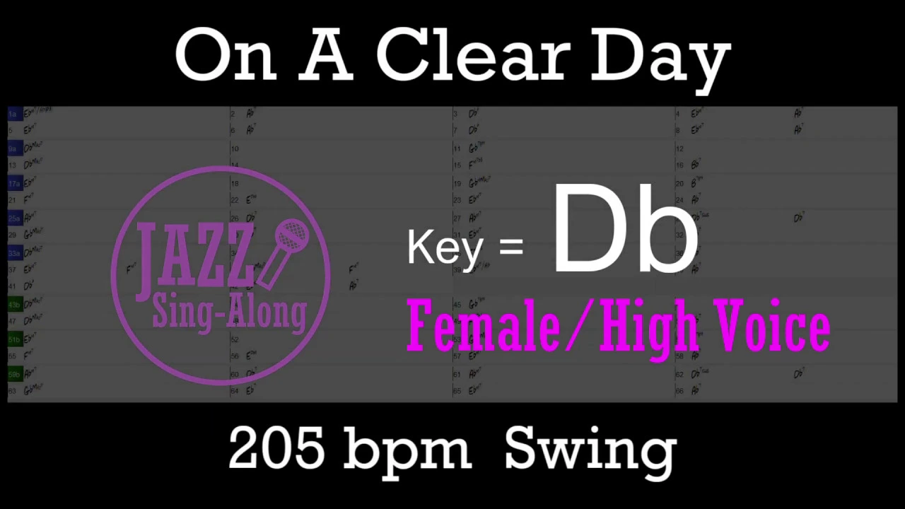 On A Clear Day - with Intro + Lyrics in Db (Female) - Jazz Sing-Along On A Clear Day - with Intro + Lyrics in Db (Female) - Jazz Sing-Along