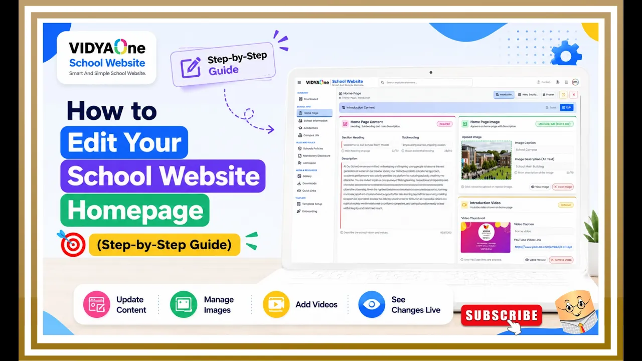 School Website Homepage Setup & Customization