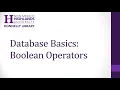Database Basics Boolean Operators