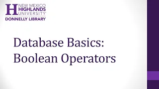 Database Basics Boolean Operators