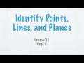 Geometry Lesson 1 1 Identify Points Lines and Planes