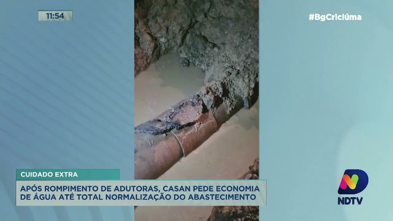Após rompimento de adutora, Casan pede aos moradores do Sul que economizem água